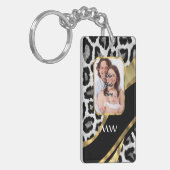 黒と金ゴールドのヒョウ キーホルダー (正面左)