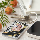 黒と金ゴールドのヒョウ キーホルダー (正面右)