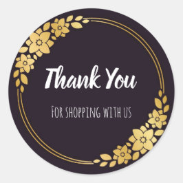 黒と金ゴールドのビジネステッカー ラウンドシール