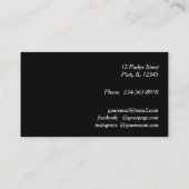 黒と金ゴールドのファンシー大理石ケーキペストリーシェフ 名刺 (裏面)