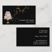 黒と金ゴールドのファンシー大理石ケーキペストリーシェフ 名刺 (正面/裏面)