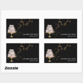 黒と金ゴールドのファンシー大理石ケーキペストリーシェフ 長方形シール (シート)