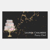 黒と金ゴールドのファンシー大理石ケーキペストリーシェフ 長方形シール (正面)