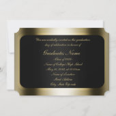 黒と金ゴールドのフレームの卒業 招待状 (裏面)