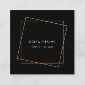 黒と金ゴールドのフレームアートデコ スクエア名刺 (正面)
