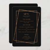 黒と金ゴールドのフレーム結婚アートデコのメニューカード メニュー (正面/裏面)