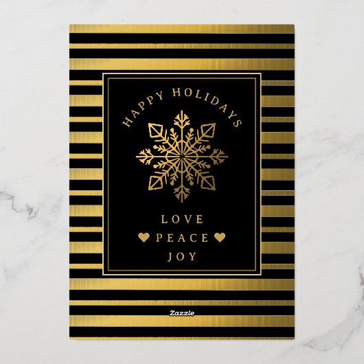 黒と金ゴールドのフレーム陽気なクリスマス家族の写真 箔シーズンカード (裏面)