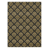 黒と金ゴールドのフローラが幾何学的パターンを減衰 テーブルクロス (正面)