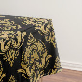黒と金ゴールドのフローラが幾何学的パターンを減衰 テーブルクロス (インサイチュ)