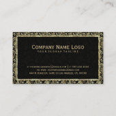 黒と金ゴールドのフローラのマスクのパターン 名刺 (裏面)