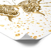 黒と金ゴールドのフローラキンセアニェラウェルカムサイン ポスター (角)