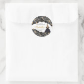 黒と金ゴールドのフローラキンセアニェララウンドスティッカー ラウンドシール (バッグ)