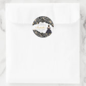 黒と金ゴールドのフローラキンセアニェララウンドスティッカー ラウンドシール (バッグ)