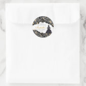 黒と金ゴールドのフローラキンセアニェララウンドスティッカー ラウンドシール (バッグ)