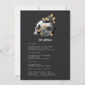 黒と金ゴールドのフローラゴシックバチェロレッテ週末 招待状 (裏面)