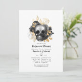 黒と金ゴールドのフローラゴシックリハーサルディナー 招待状 (スタンド正面)