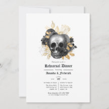 黒と金ゴールドのフローラゴシックリハーサルディナー