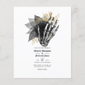 黒と金ゴールドのフローラゴシック結婚式招待状 チラシ (正面)