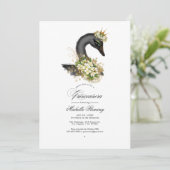 黒と金ゴールドのフローラスワンキンセニェラ写真 招待状 (スタンド正面)