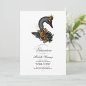 黒と金ゴールドのフローラスワンキンセニェラ写真 招待状 (スタンド正面)