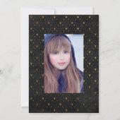 黒と金ゴールドのフローラスワンキンセニェラ写真 招待状 (裏面)