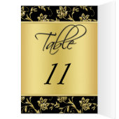 黒と金ゴールドのフローラテーブル番号カード (内側 (左))