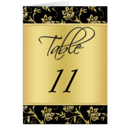 黒と金ゴールドのフローラテーブル番号カード
