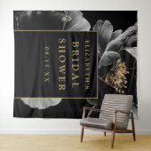 黒と金ゴールドのフローラブライダルシャワー写真の背景 タペストリー (インサイチュ(横))