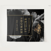 黒と金ゴールドのフローラブライダルシャワー写真の背景 タペストリー (正面(横))