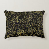 黒と金ゴールドのフローラマスク アクセントクッション (正面)