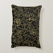 黒と金ゴールドのフローラマスク アクセントクッション (裏面(縦))