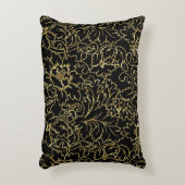黒と金ゴールドのフローラマスク アクセントクッション (正面(垂直))