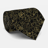 黒と金ゴールドのフローラマスク ネクタイ (ロール)