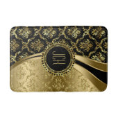 黒と金ゴールドのフローラマスク バスマット (正面)