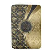 黒と金ゴールドのフローラマスク バスマット (正面縦)