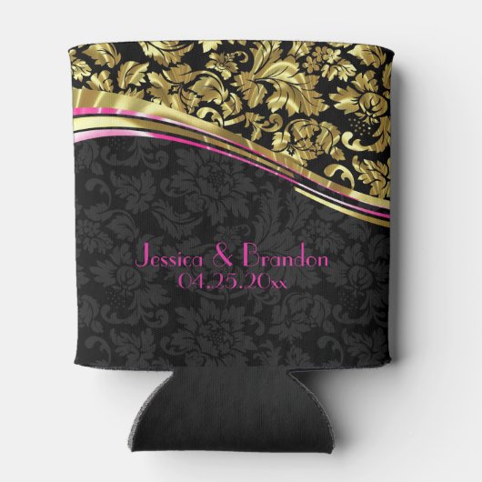 黒と金ゴールドのフローラマスク 缶クーラー (裏面)