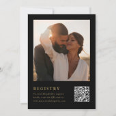 黒と金ゴールドのフローラ写真QRコードブライダルシャワー 招待状 (裏面)