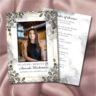 黒と金ゴールドのフローラ大理石のサービス順序 プログラム