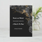 黒と金ゴールドのフローラ妊娠の発表 案内状 (スタンド正面)