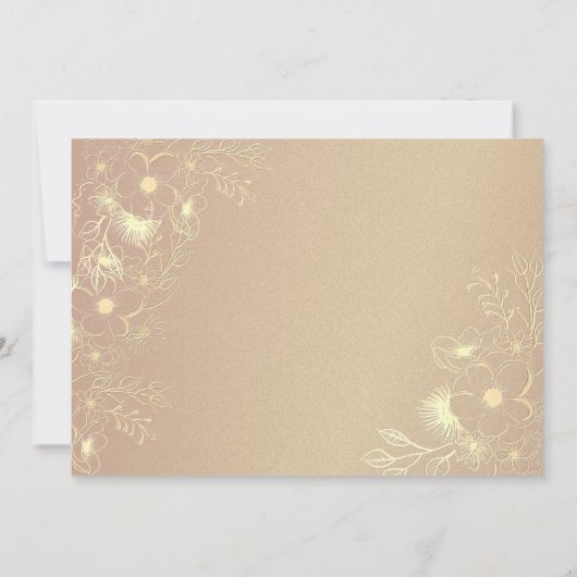 黒と金ゴールドのフローラ結婚の セーブザデート (裏面)