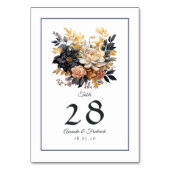 黒と金ゴールドのフローラ結婚の テーブルナンバー (裏面)