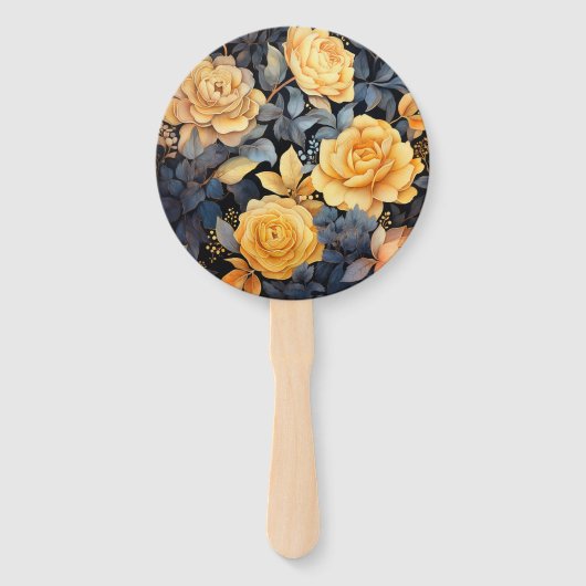 黒と金ゴールドのフローラ結婚の ハンドファン (裏面)