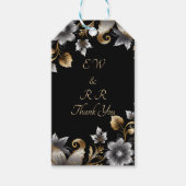 黒と金ゴールドのフローラ結婚式招待状セット ギフトタグ (正面)