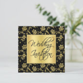 黒と金ゴールドのフローラ結婚式招待状 招待状 (スタンド正面)