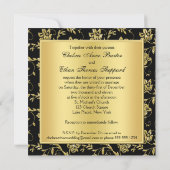 黒と金ゴールドのフローラ結婚式招待状 招待状 (裏面)