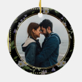 黒と金ゴールドのフローラ結婚。 セラミックオーナメント (裏面)