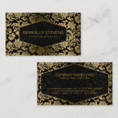 黒と金ゴールドのフローラ華美のマスク 名刺 (正面/裏面)