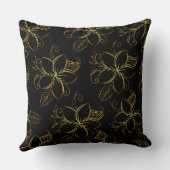 黒と金ゴールドのフローラ モダン クッション (裏面)