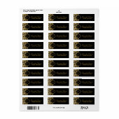 黒と金ゴールドのフローラDamaskPatternラベル ラベル (フルシート)