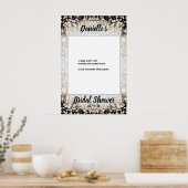 黒と金ゴールドのブライダルシャワーフォトブースフレーム ポスター (キッチン)